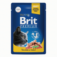 Brit - Консервы для взрослых кошек, с Лососем и Форелью, 85 гр