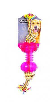Papillon - Игрушка для собак "Плетеная веревка с пластиковой косточкой", 33 см