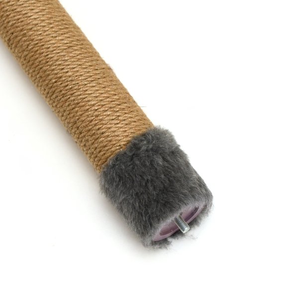 PetSHOP - Домик-когтеточка с полкой, дымчатая с помпоном, 36x35x65 см джут,мех