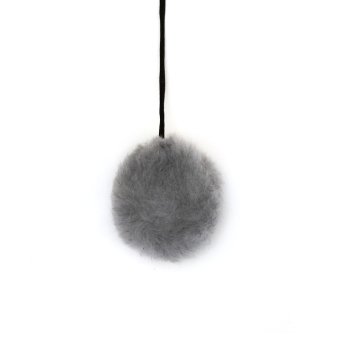 PetSHOP - Домик-когтеточка с полкой, дымчатая с помпоном, 36x35x65 см джут,мех
