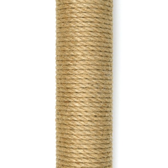 PetSHOP - Домик-когтеточка с полкой, дымчатая с помпоном, 36x35x65 см джут,мех
