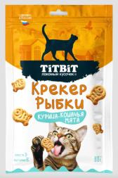 TiTBiT - Крекер рыбки для кошек, курица и кошачья мята