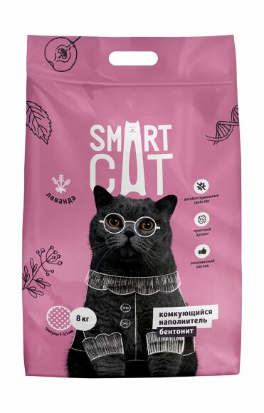 40140.580 Smart Cat - Komkyushiisya napolnitel - bentonit: Lavanda, 8 kg kypit v zoomagazine «PetXP» Smart Cat - Комкующийся наполнитель - бентонит: Лаванда, 8 кг
