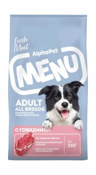 Alphapet Menu - Сухой корм для взрослых собак всех пород с говядиной 