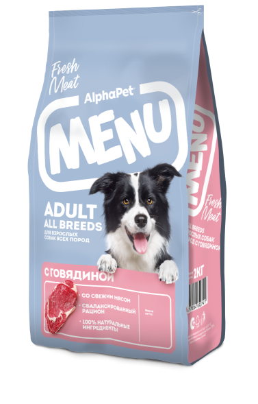 AlphaPet Menu - Сухой корм для взрослых собак всех пород, с Говядиной
