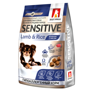 Зоогурман - Sensitive - Сухой корм для малых и средних пород, с ягненком и рисом