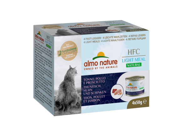 Almo Nature - Низкокалорийные консервы для кошек "Тунец с Курицей и Ветчиной",50гр*4шт