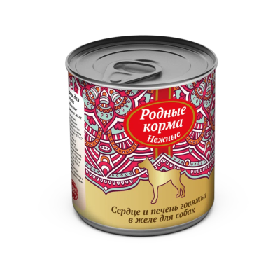 Родные Корма - Консервы для собак нежные, сердце и печень говяжьи в желе 240г