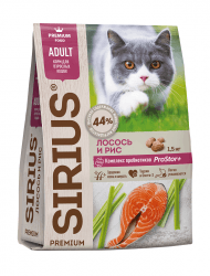 Sirius - Сухой корм для кошек, лосось с рисом