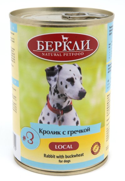 Беркли №3 - Консервы для собак, Кролик с Гречкой 400 гр