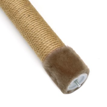 PetSHOP - Домик-когтеточка с полкой, коричневая с помпоном, 36x35x65 см джут,мех