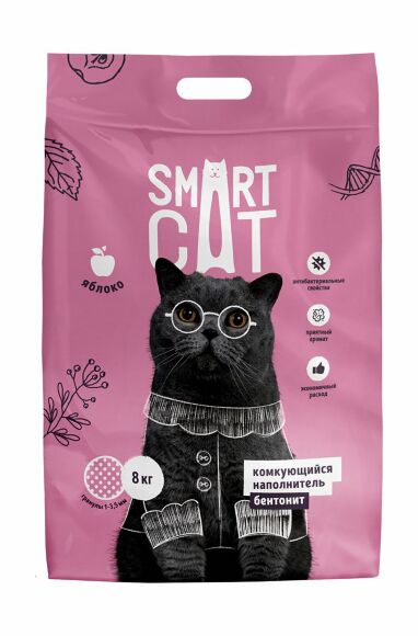 39792.580 Smart Cat - Komkyushiisya napolnitel - bentonit: Yabloko, 8 kg kypit v zoomagazine «PetXP» Smart Cat - Комкующийся наполнитель - бентонит: Яблоко, 8 кг