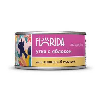 Florida - Консервы для кошек, Утка с Яблоком, 100гр Florida - Консервы для кошек, Утка с Яблоком, 100гр