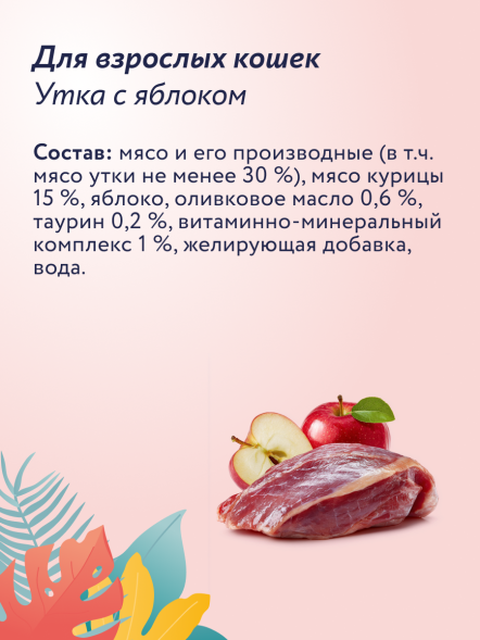 Florida - Консервы для кошек, Утка с Яблоком, 100гр