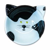 Mr.Kranch - Миска керамическая для кошек, Мордочка кошки, 120 мл, Черно-белая