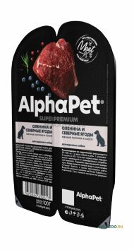 Alphapet Superpremium - Консервы для взрослых собак оленина и северные ягоды 100гр