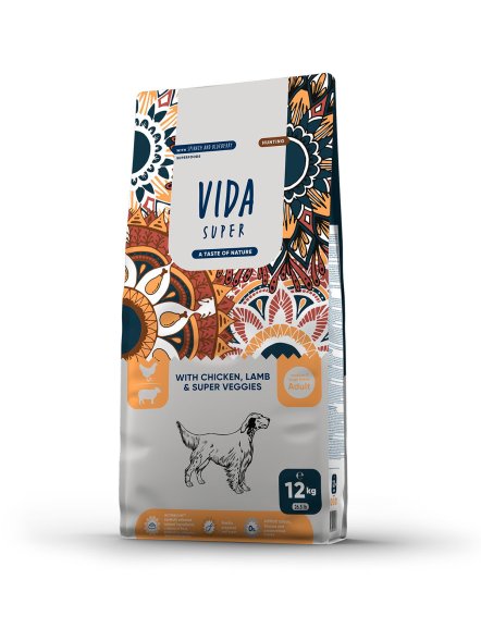 Vida Super - Сухой корм для взрослых собак средних и крупных пород, с курицей, ягненком и овощами (Hunting)