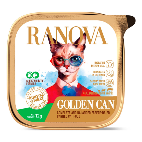 Ranova - Полнорационный сухой сублимированный корм для кошек консервированный с курицей и говядиной 12гр