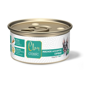 Clan - Консервы для собак Мясное ассорти с сердцем 100 г
