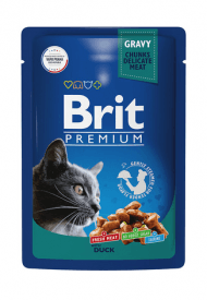 Brit - Консервы для взрослых кошек, с Уткой в соусе, 85 гр