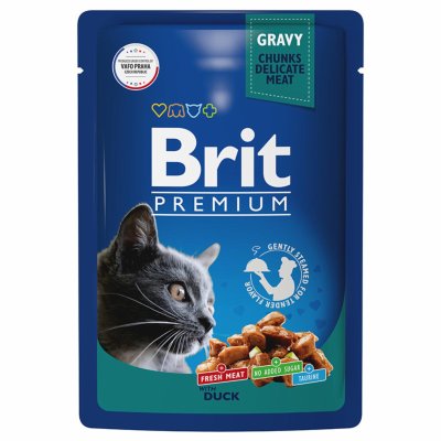 Brit - Консервы для взрослых кошек, с Уткой в соусе, 85 гр