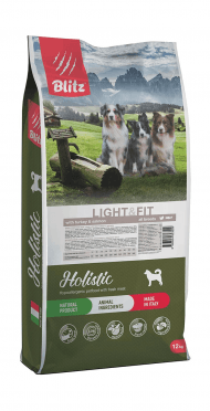 Blitz Holistic Light and Fit Dog Turkey and Salmon - Сухой беззерновой корм для собак, склонных к лишнему весу, с Индейкой и Лососем, 12 кг