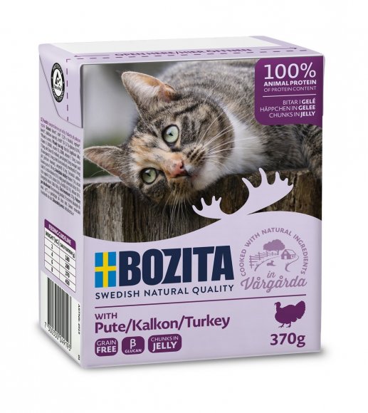 Bozita Feline - Консервы для Кошек - Кусочки в желе с рубленной индейкой 370гр