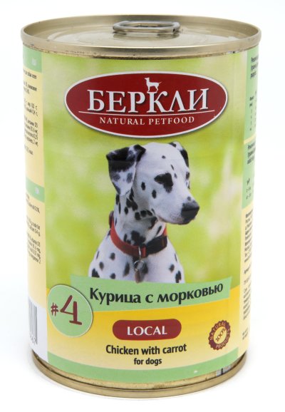 Беркли №4 - Консервы для собак, Курица с Морковью 400 гр