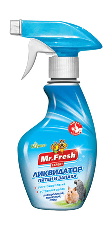 Mr.Fresh - Ликвидатор запахов 2в1 для птиц и грызунов, Спрей, 200 мл