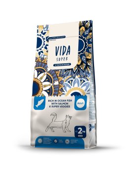 Vida Super - Сухой корм для взрослых кошек, богатый океанской рыбой, с лососем и овощами