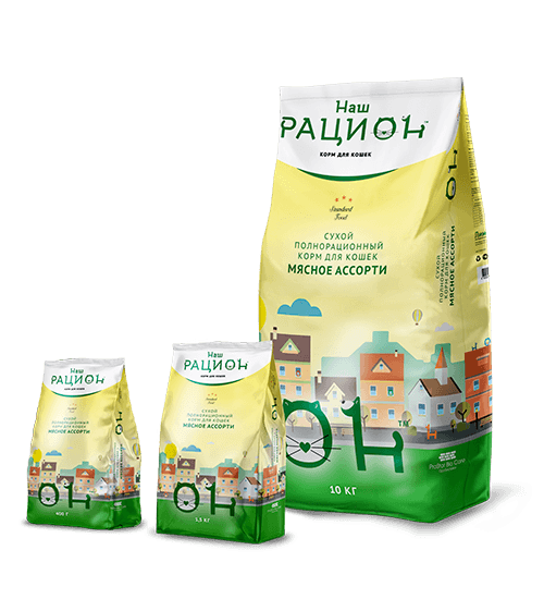 Наш Рацион - Сухой корм для взрослых кошек, мясное ассорти