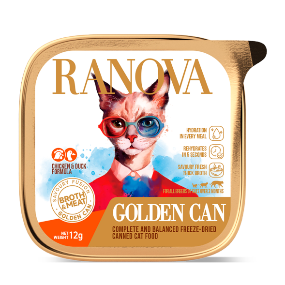 Ranova - Полнорационный сухой сублимированный корм для кошек консервированный с курицей и уткой 12гр