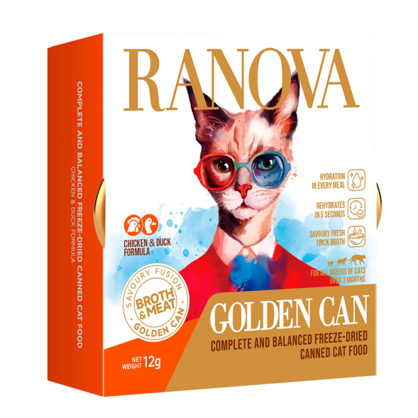 Ranova - Полнорационный сухой сублимированный корм для кошек консервированный с курицей и уткой 12гр