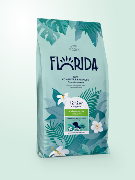 Florida - Сухой корм для щенков крупных пород с ягненком и грушей