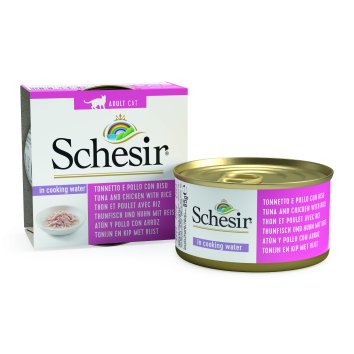 Schesir - Консервы для кошек с тунцом, курицей и рисом 85 гр