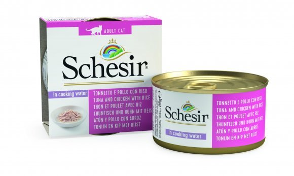 Schesir - Консервы для кошек с тунцом, курицей и рисом 85 гр