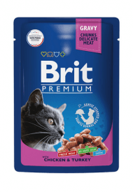 Brit - Консервы для кошек, с Цыпленком и Индейкой, 85 гр