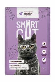 Smart Cat - Паучи для взрослых кошек и котят, с Кроликом в соусе, 85 гр