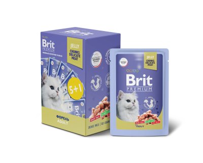 Brit - Промо-Набор 5+1, Паучи для взрослых кошек, С Форелью, в желе, 510 гр