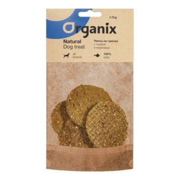 Organix - Лакомство для собак - Чипсы из трески с тыквой и морковью 70 г