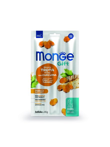 Monge Gift Mobility - Лакомство для собак всех пород &amp;quot;Мягкие палочки&amp;quot; со свежей форелью, босвеллией и куркумой 45 г