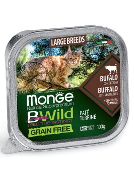 Monge Cat BWild Grain Free - Беззерновые консервы из буйвола с овощами для кошек крупных пород 100г