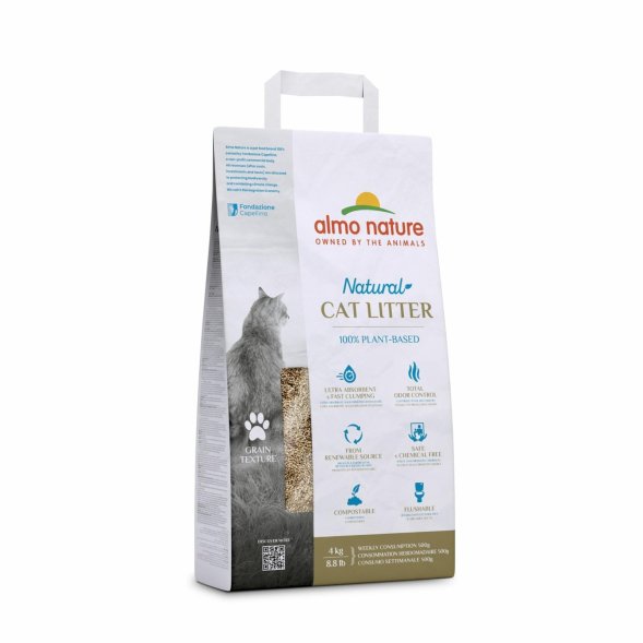 Almo Nature Litter - 100% Натуральный биоразлагаемый комкующийся наполнитель для кошачьего туалета, 4 кг