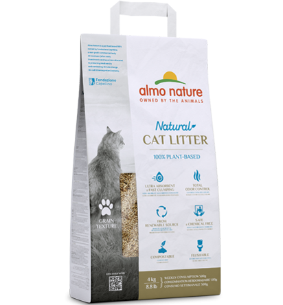 Almo Nature Litter - 100% Натуральный биоразлагаемый комкующийся наполнитель для кошачьего туалета, 4 кг