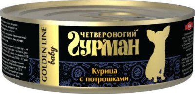 Четвероногий Гурман "Золотая серия" консервы для щенков с курицей и потрошками в желе 100 гр