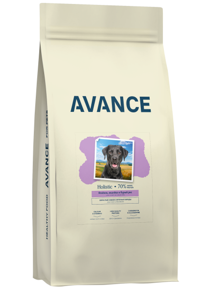 Avance Холистик Maxi Adult - Полнорационный сухой корм для взрослых собак крупных пород, с Ягненком, Индейкой и Бурым Рисом
