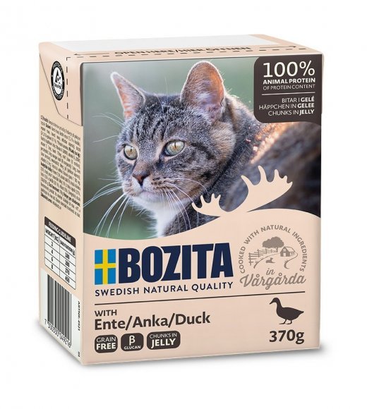 Bozita - Кусочки в желе с уткой для кошек, 370гр