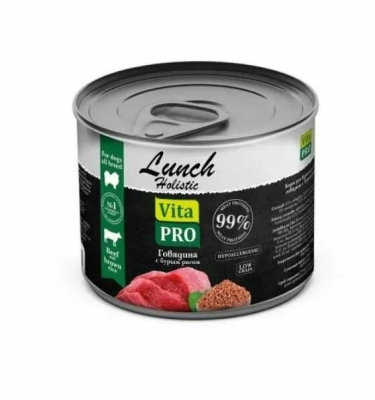 Vita Pro Lunch - Консервы для собак говядина с бурым рисом, 240гр Vita Pro Lunch - Консервы для собак говядина с бурым рисом, 240гр