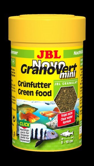 JBL NovoGranoVert mini - Основной корм в форме гранул для растительноядных пресноводных аквариумных рыб и креветок, 100 мл (40 г)