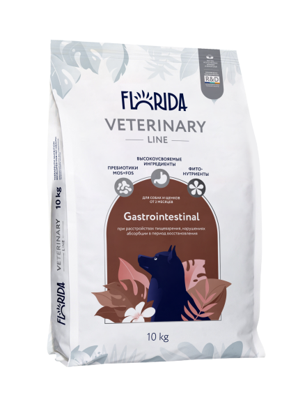 Florida Vet Gastrointestinal - Сухой ветеринарный диетический корм для собак при расстройствах пищеварения, всасывания в кишечнике и при истощении